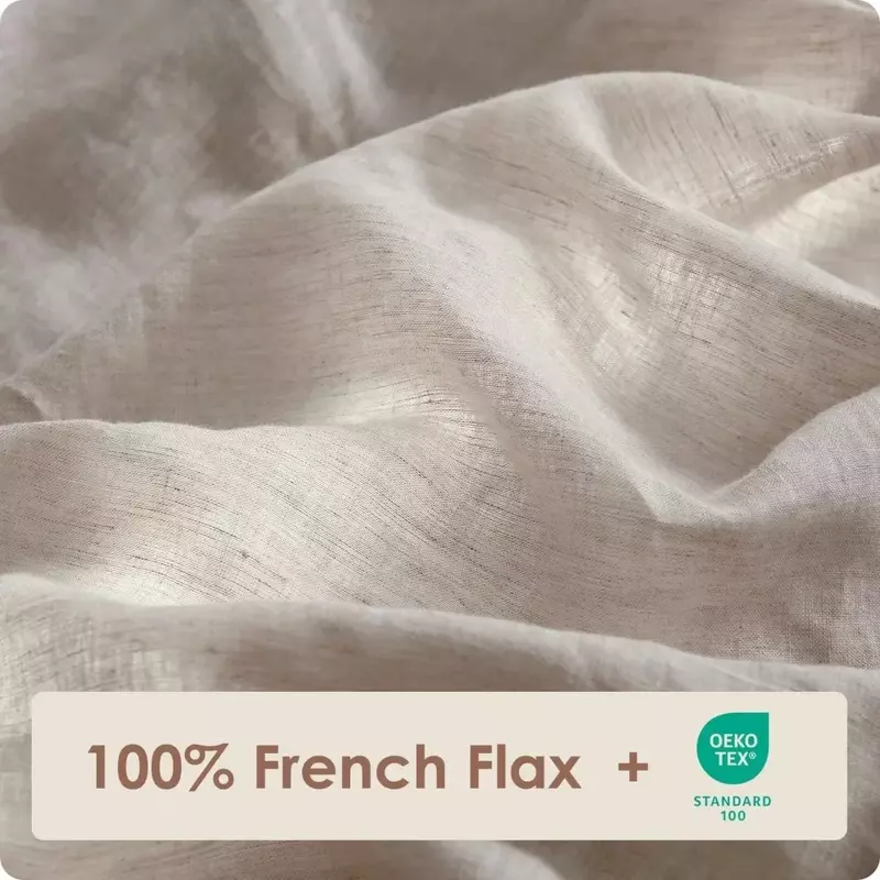 100% Linen Duvet Cover, Pure Natural French Flax Linen with 8 Ties,Soft 1 Duvet Cover 2 Pillowcases (Natural Linen, Queen/Full)