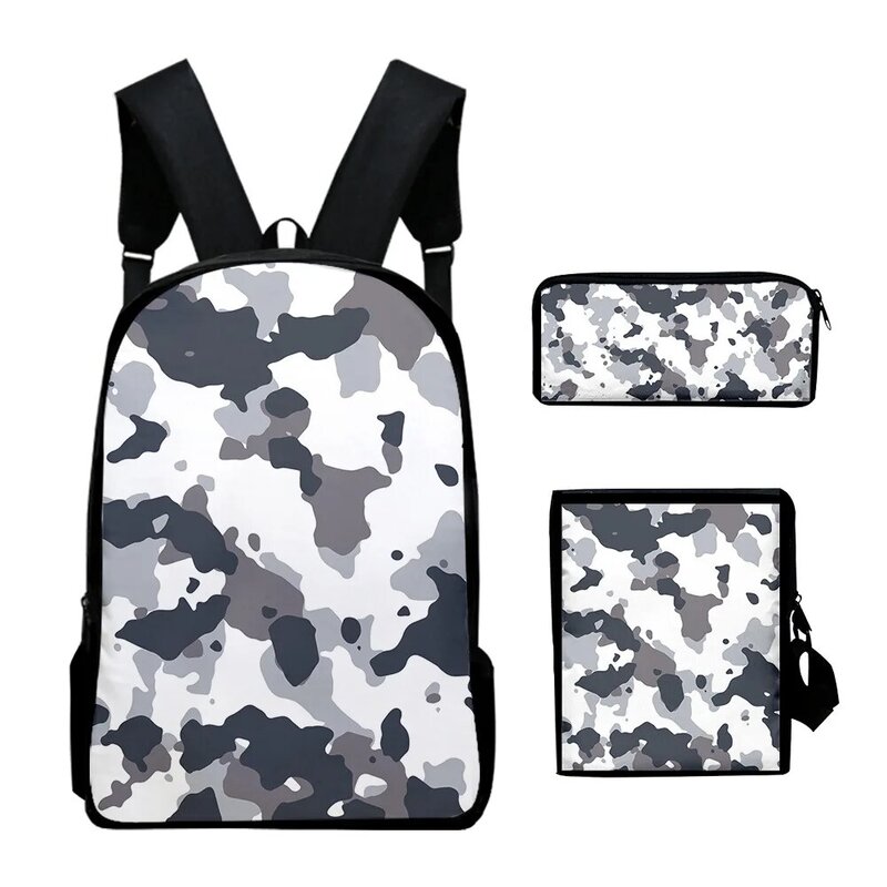 Classic Novelty Camouflage 3D Print 3pcs/Set pupil School Bags Laptop Daypack Backpack Inclined shoulder bag Pencil Case
