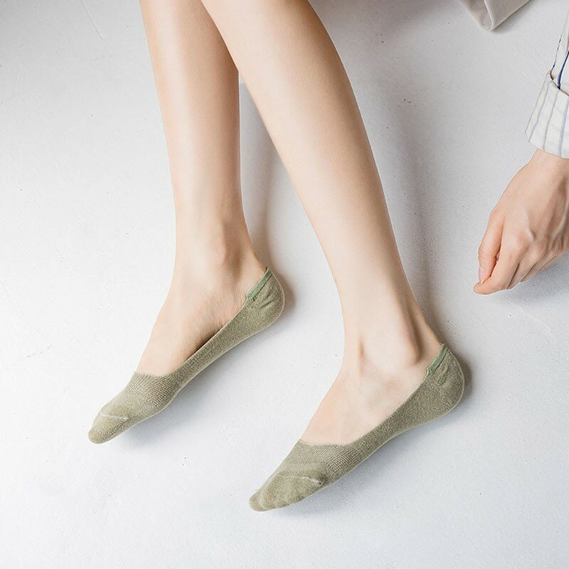 ถุงเท้าหุ้มข้อสำหรับผู้หญิง, ทำจากซิลิโคนแบบเรียบง่ายกันตกดูดซับเหงื่อสามารถล่องหนระบายอากาศได้ B105