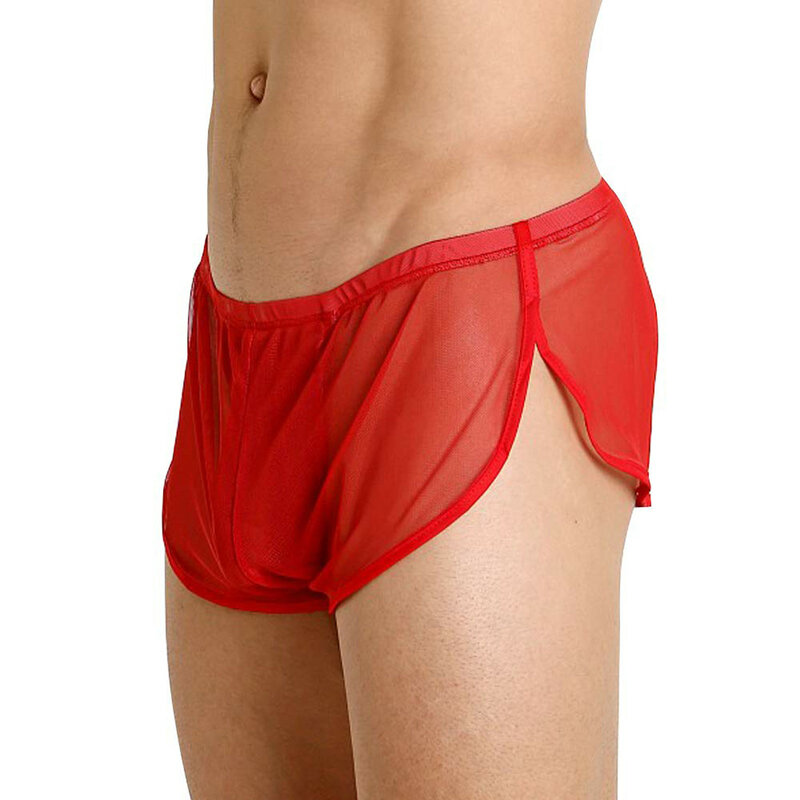 Мужские сексуальные сетчатые прозрачные брюки Aro, прозрачное ультратонкое дышащее нижнее белье, шорты-боксеры, бесшовные трусы, мужские боксеры, шорты