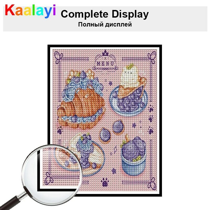 DIY kartun hewan makanan penutup Menu lukisan berlian 5D bor penuh bordir Cross Stitch kit gambar dapur stiker dinding dekorasi 1