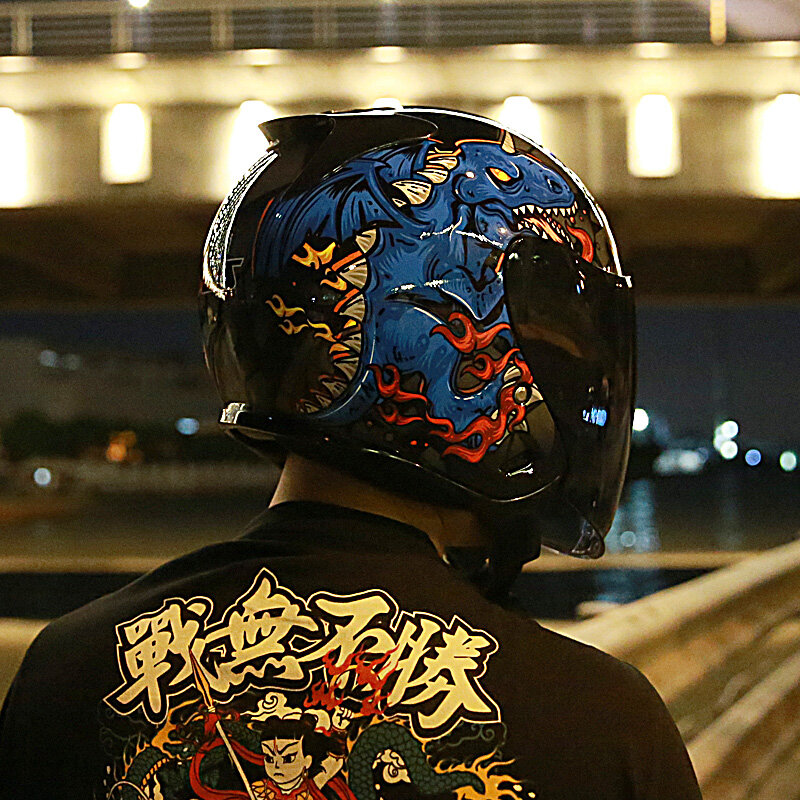 Электрический мотоциклетный шлем для мужчин и женщин, всесезонный полушлем в горошек