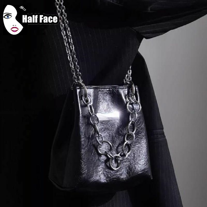 Y2K Girl Harajuku Women Gothic Advanced Versatile Circle Chain Handbag Punk One Shoulder Advanced Design Lolita Crossbody Bags