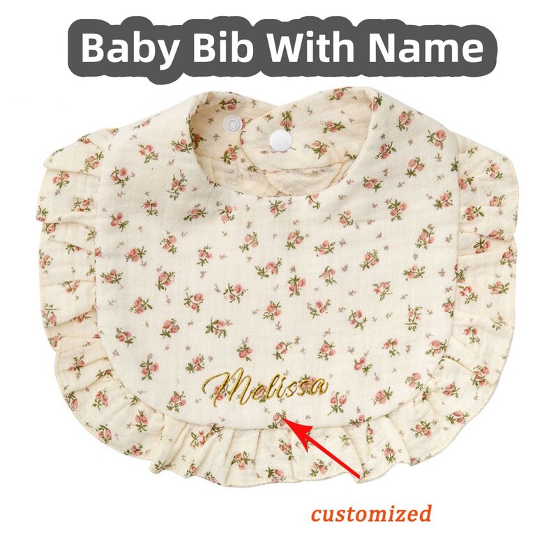 1 To 3 Years Old Embroidered Name Baby Bib Newborn Cotton Feeding Burp Cloth Baby Shower Gift Saliva Towel