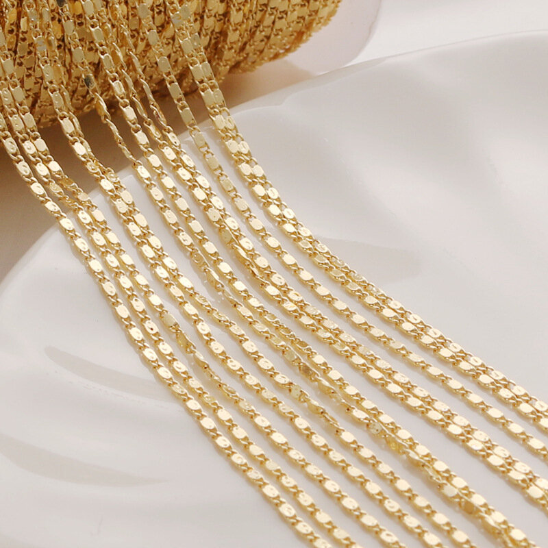 WT-BC210 WKT 18K Ingot emas rantai kacang dan bibir desain dapat dibuat untuk Kalung Gelang dan DIY Perhiasan Aksesoris