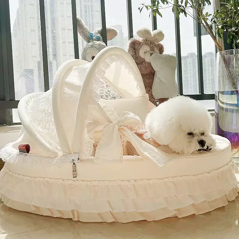 PolyGram High end Four Seasons Pet Cradle, Removable and Washable Dog Nest, Cat Nest Bed, Teddy Maltese Small and Medium sized D
