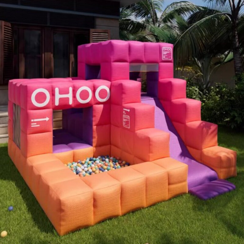 Castelo inflável Slide Bouncer para crianças, Kasteel Outdoor Furniture, comercial Jumping Castle para festa de aniversário, bola