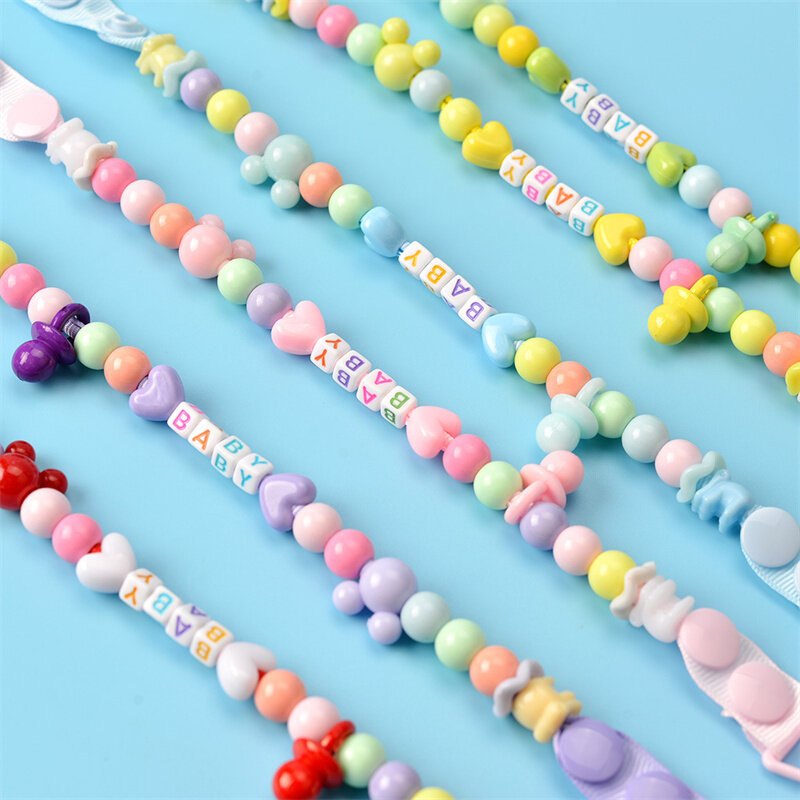 Lettere String Beads catena per ciuccio per bambini Clip per catena per ciuccio regolabile di alta qualità giocattolo per bambini corda per catena Anti-goccia per massaggiagengive