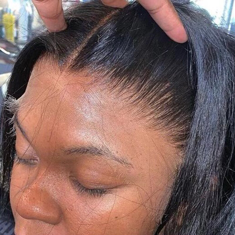 Perruque Lace Front Wig 360 brésilienne naturelle crépue-Yaki, cheveux lisses, HD, 13x6