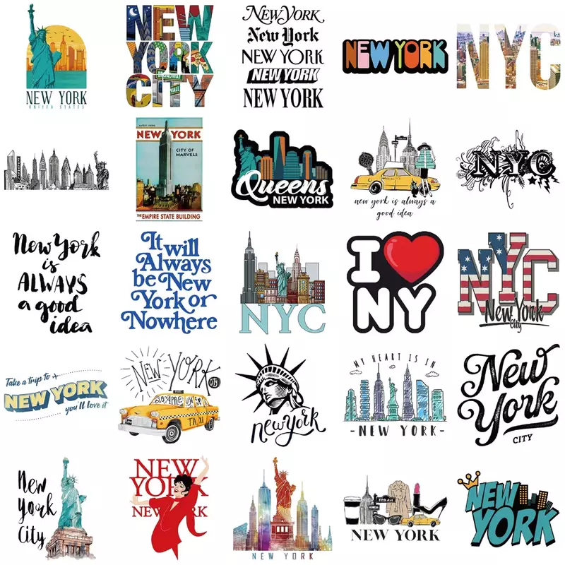 Autocollant graffiti des États-Unis, autocollant décoratif, New York, valises, téléphone portable, guitares, tasse à eau, casque, 50 pièces