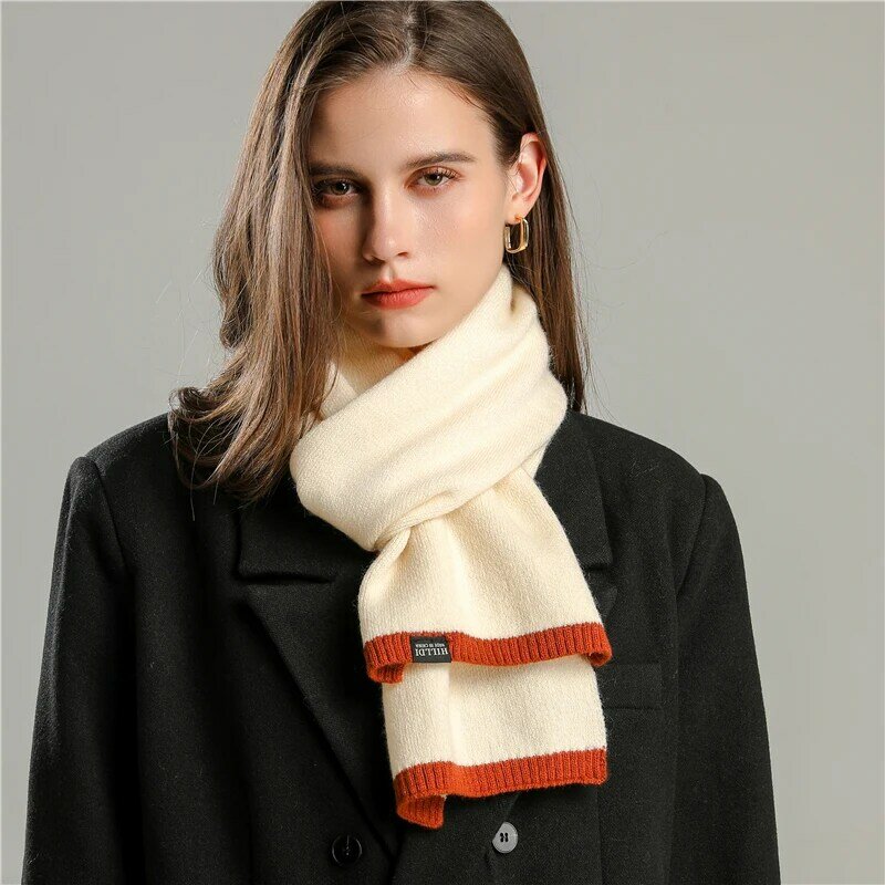 Новый Модный тонкий шерстяной женский шарф, клетчатый зимний теплый вязаный шейный платок Bufanda, мягкая шаль, шарф, дизайнерский платок