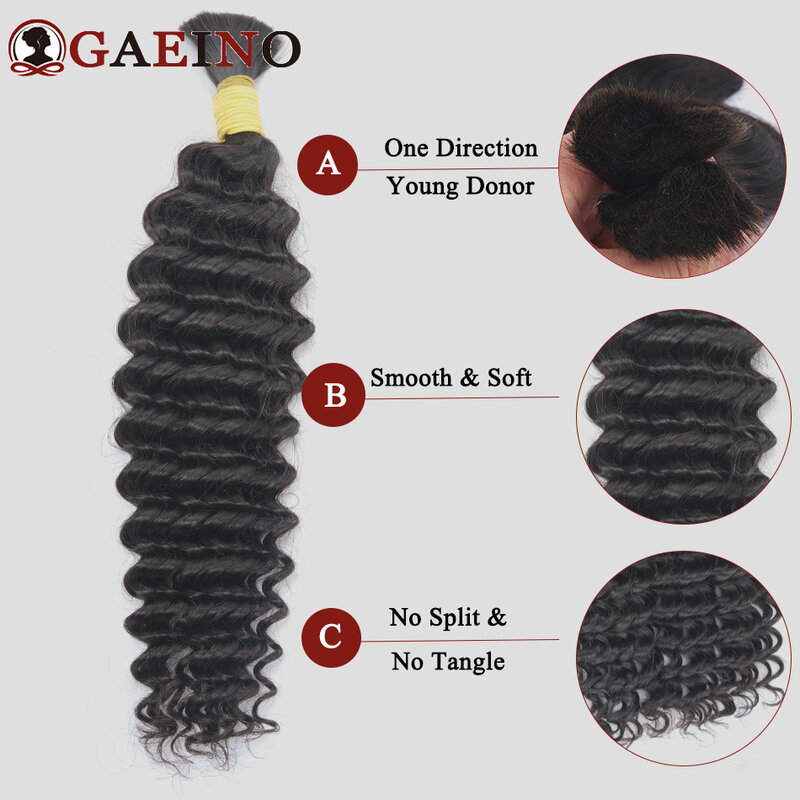 Deep Wave Bulk Human Hair No Weft Remy Bulk Human Hair 14 To 28 Inch Bulk Hair Extension Crochet Braids Salon Quality