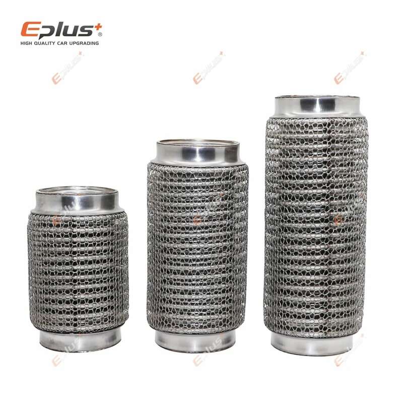 EPLUS Автомобильная выхлопная труба, телескопическое гибкое соединение, стальная сетка, сильфоны, нержавеющая сталь, стальной глушитель, соединитель трубы, сварной Универсальный