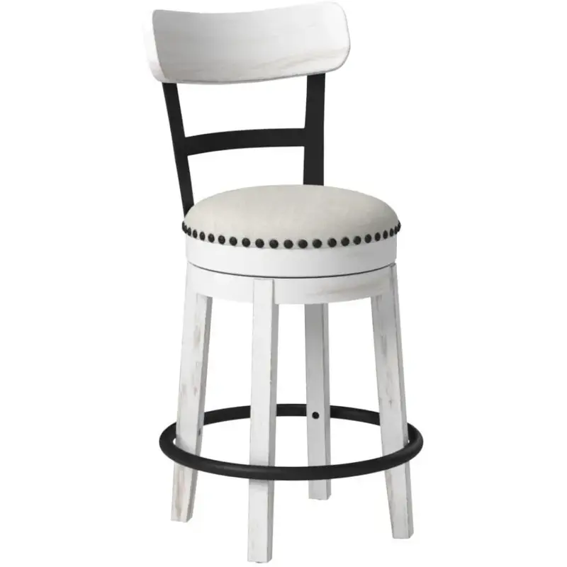 Bar Chair, 24.5" Modern Swivel Pub Bars Stools with Wood Back, Counter Height Cushion Stools, Bar Chair