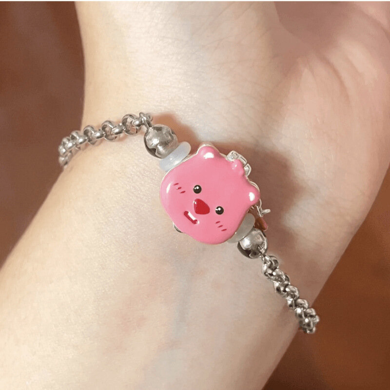 Pulsera Kawaii Loopy rosa, brazalete de artesanía con personalidad femenina, diseño único, regalo de cumpleaños