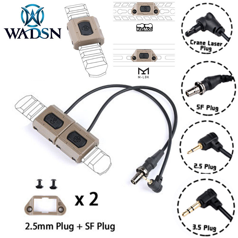 WADSN interruptor táctico remoto Dual Airsoft DBAL A2, interruptor de presión para SF M300 M600, luz de arma PEQ15 Fit Keymod m-lok Picatinny