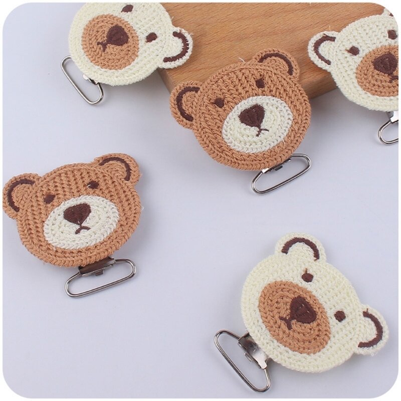 Cute Bear Crochet DIY Baby Chupete Clips Suspender Clips para niños y niñas