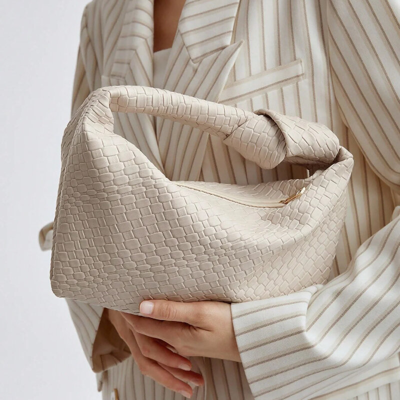 Bolsa tecida à mão para mulheres, simples e elegante, bolsa de ombro multifuncional, bolsas e bolsas para meninas, nova, 2024