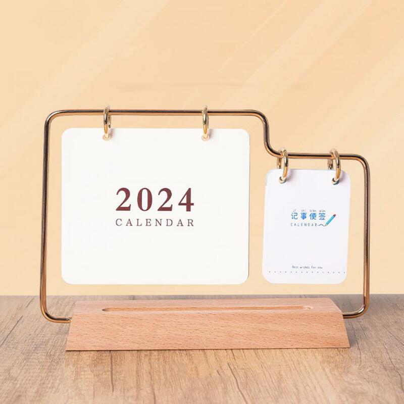 Календарь Настольный с отделением для ручек и основанием из массива дерева, 2024 дюйма