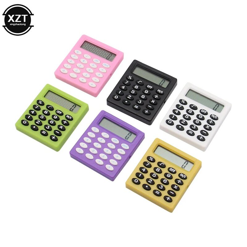 Kalkulator kartun saku warna permen multifungsi, persegi kecil dipersonalisasi sekolah & kantor kalkulator elektronik kreatif