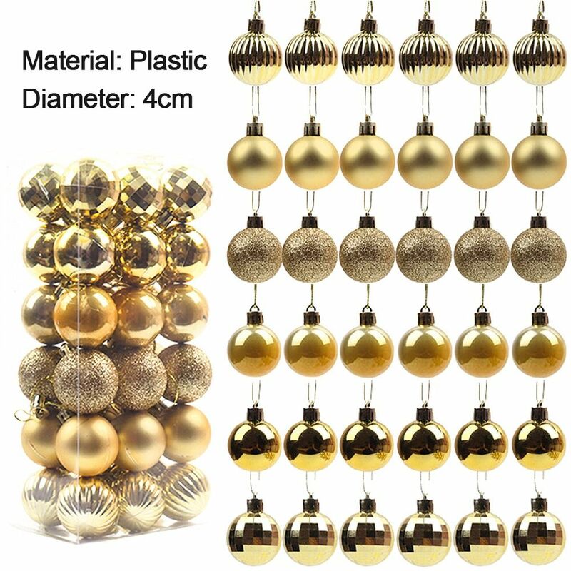 Colgante de bolas de Navidad para decoración de árbol de Navidad, manualidades de Año Nuevo, bricolaje, 36 piezas, 4cm