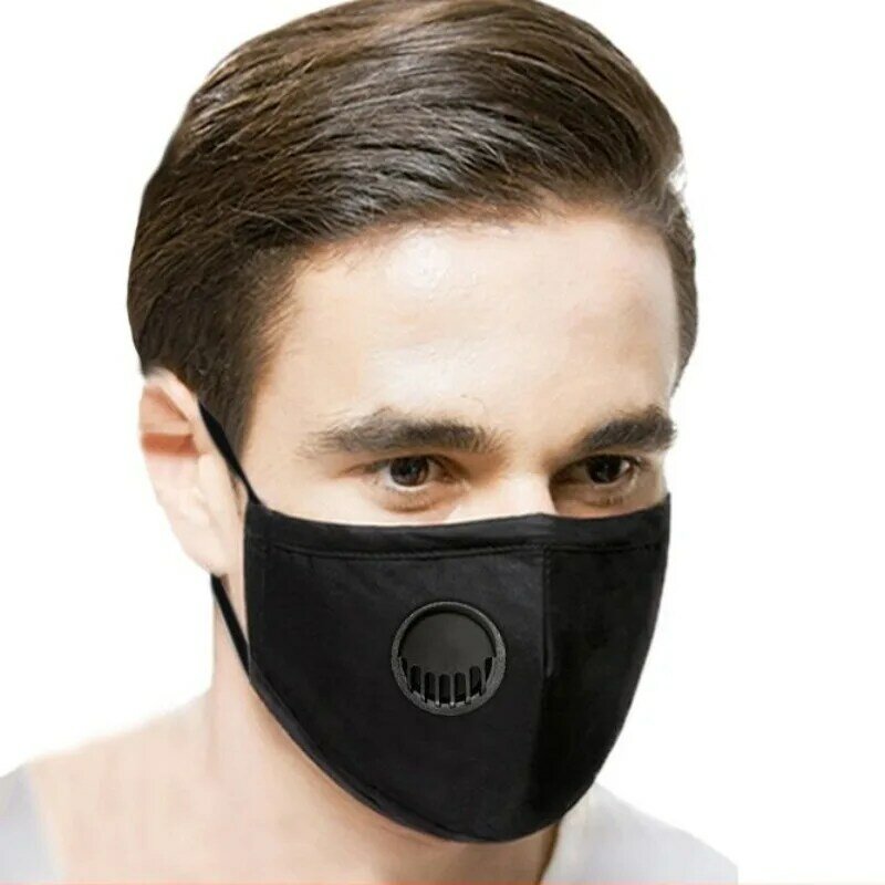 Máscara de boca negra PM2.5, máscara antipolvo a prueba de viento, mascarilla facial a prueba de bacterias