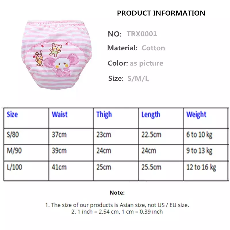 Calças do treinamento do algodão do bebê, 25pcs, roupa interior impermeável, aprendizagem, infante, trx0001