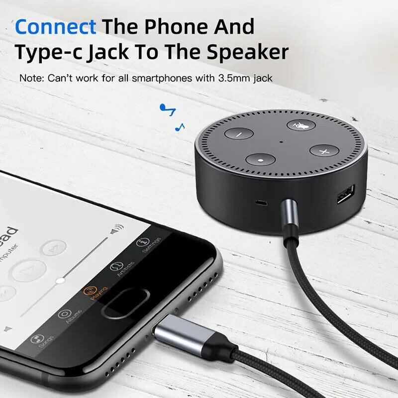 Cable de Audio auxiliar USB C a conector Jack de 3,5mm, adaptador de auriculares para altavoz de coche para Samsung, Xiaomi, Huawei, convertidor Universal tipo C