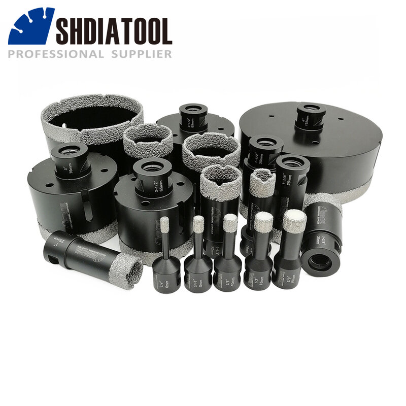 DIATOOL 1pc Vacuum Brazed Diamond Dry Drilling Bits with 5/8-11 Connection for Porcelain Tile Granite Marble Stone Masonry Brick