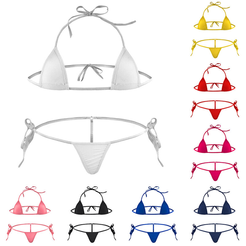Sexy Women Swimsuit Push Up Bikini Swimwear Summer Beachwear Backless Erotic Bathing Suit Low-Rise Triangle Cup Type Biquini