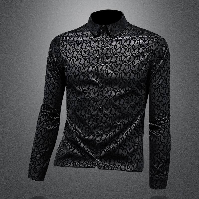 New men's luxury brand long sleeved shirt, high-quality fabric, slim fit, casual, business boutique men's shirt  men clothing