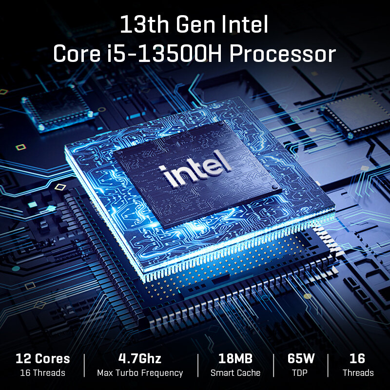 CHUWI corebox 5th i5-13500H เกม Intel Core PC กราฟิก UHD 8k ถอดรหัส16GB LPDDR5 512GB SSD WiFi 6 Windows 11คอมพิวเตอร์