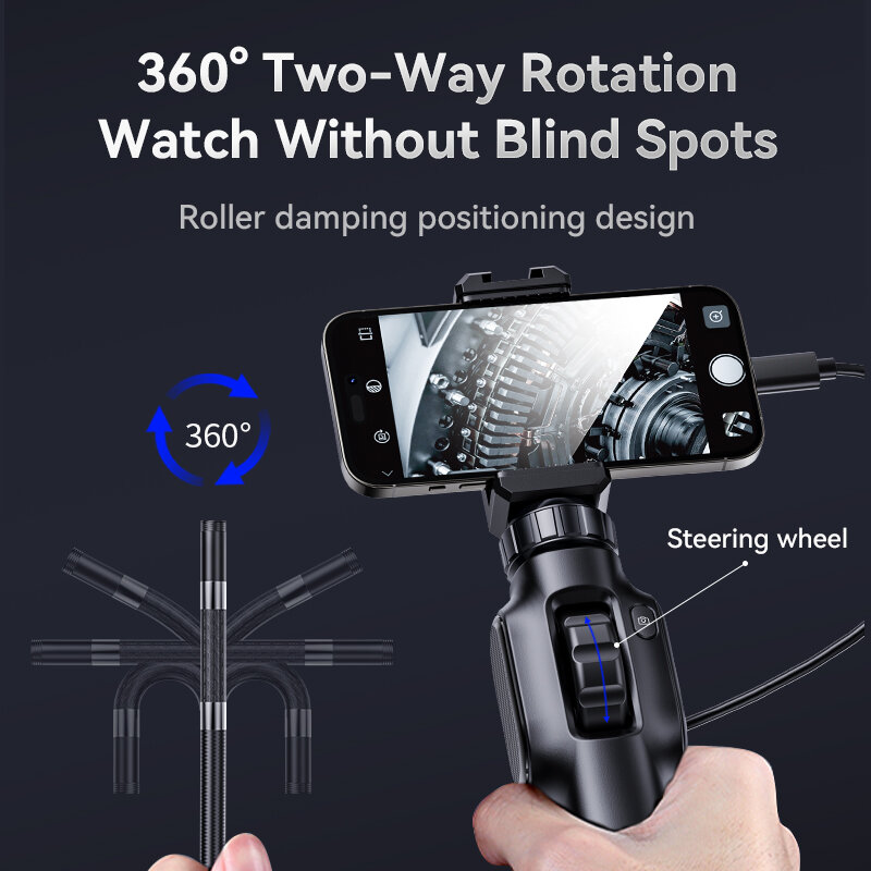 KERUI 2MP промышленная камера-эндоскоп с 4,3-дюймовым ips-экраном вращение на 360 градусов камера бороскоп для автомобильной трубы