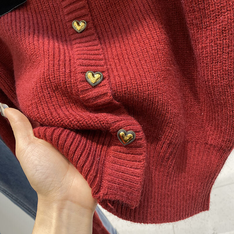Miiiix 2024 autunno/inverno nuovo stile Pullover francese stile corto sottile collo quadrato Pullover maglione manica lunga lavorato a maglia Top