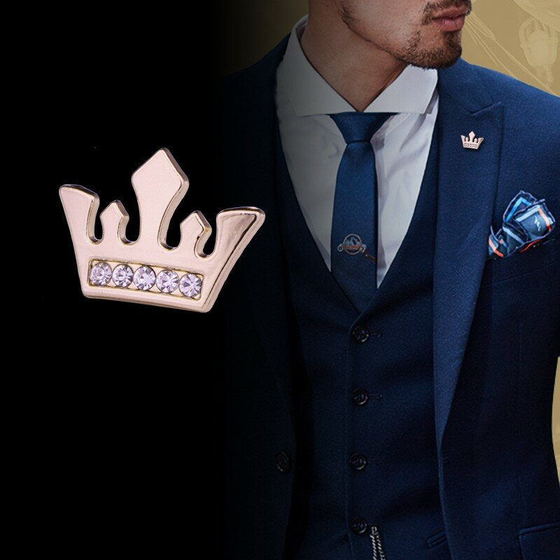 Brooch Metal Crystal Lapel Pin Fashion Men's Shirt Collar Pins Badge Brooches for Women Jewelry Accessories Korean Small Crown