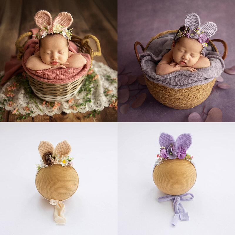 Fotografia Adereços para Bebé Menina, Animal Headband, Orelhas De Coelho, Flores Artificiais, Acessórios de Cabelo para Foto Menina