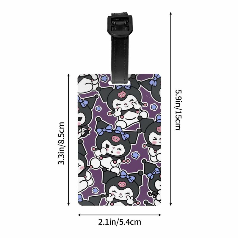 Cute Kuromi Cartoon Luggage Tag Travel Bag Suitcase Privacy Cover Name ID Card