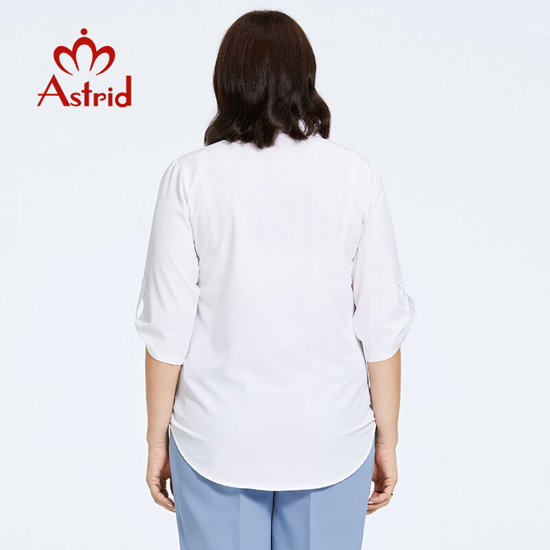 Astrid jesienne koszula damska bluzki 2023 eleganckie odzież biurowa klapy damskie t-Shirt modne T-shirt Plus Size damskie topy