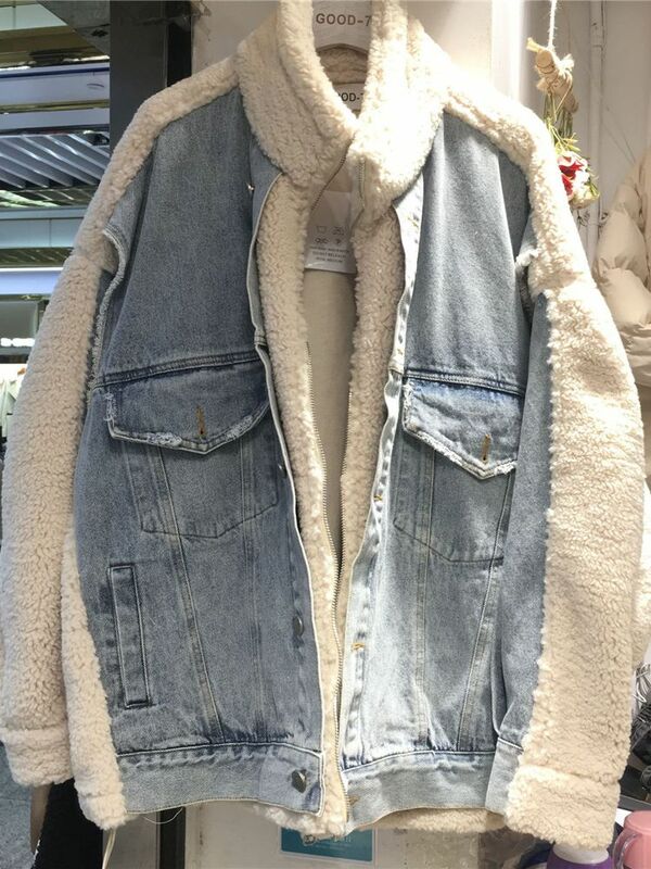 Женская джинсовая куртка из искусственной овечьей шерсти, Повседневная Свободная Двухсторонняя куртка из искусственной овечьей шерсти, Y3290, для зимы, 2023