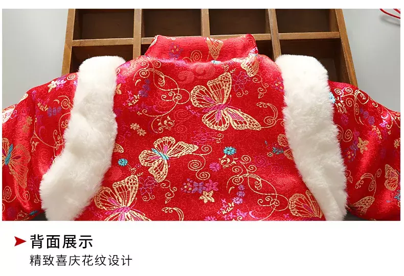 生まれたばかりの赤ちゃんのためのトラックスーツ、中国の伝統的な衣装、厚い服、冬の刺embroidery、誕生日のフェスティバルギフト、新年、セットあたり3個