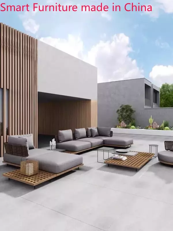 Wysokiej klasy sofa na taras, wodoodporny i ochrony przeciwsłonecznej, balkon, willa na dziedzińcu, tkane rattanowe sofa, połączenie ogrodu na zewnątrz