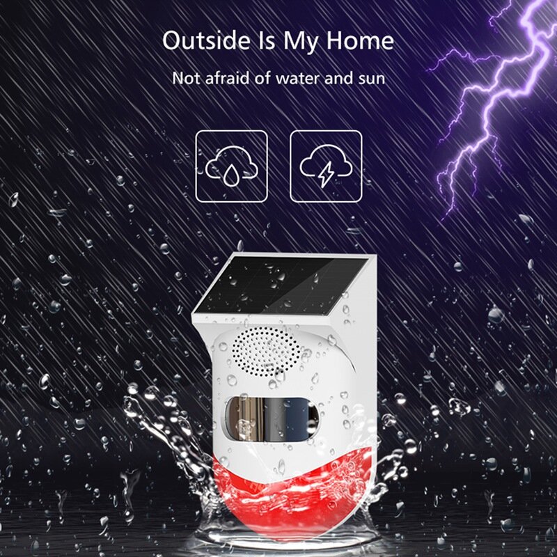 Czujnik ruchu z alarmem czujnik podczerwieni detektor czujnik solarowy wodoodporny zewnętrzny detektor dla bezpieczeństwo w domu