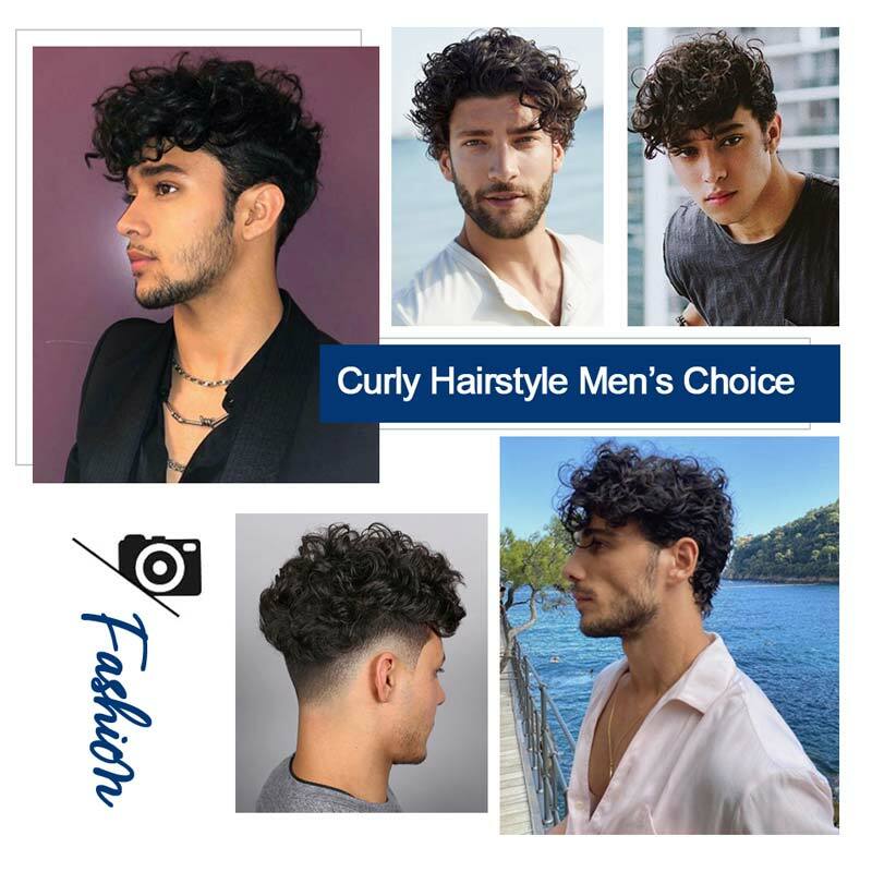 Tupé de Australia para hombres, sistema de cabello rizado para hombres, peluca de encaje de piel de Pu, prótesis de cabello masculino Natural, cabello humano indio