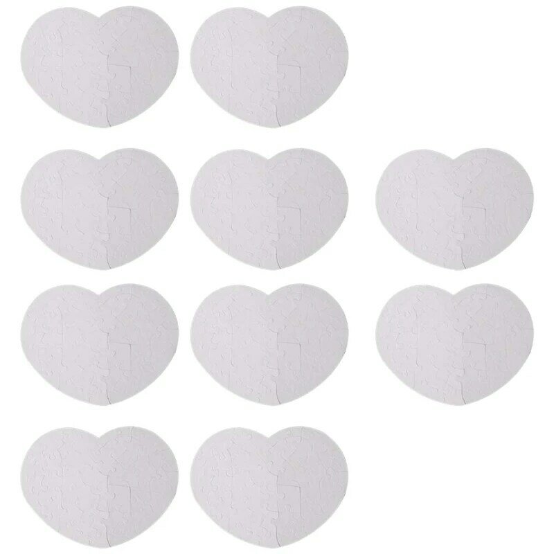10Pcs/Lot DIY Blank Sublimation Heart Shaped Paper Picture Puzzle Heat Press Transfer Crafts Puzzle Household Products