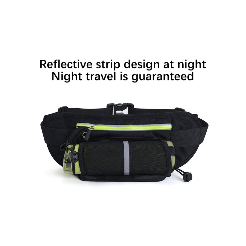 Waist Zipper Bag Hiking Traveling Belt Pouch Adjustable Fanny Pack Grey
