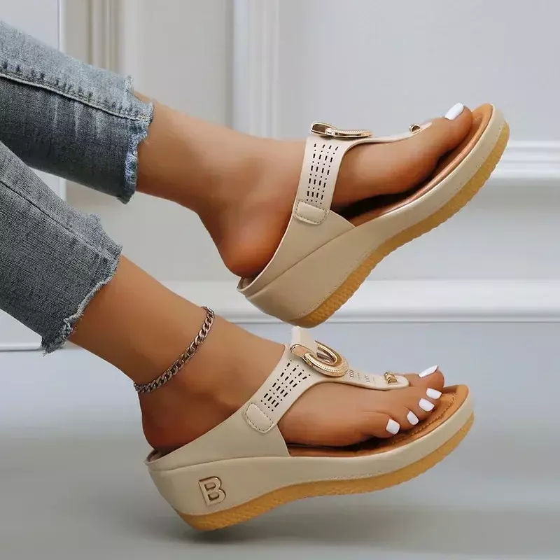 Women's Slippers 2024 Summer New Rome Wedges Causal Platform Beach Slippers Female Plus Size 43 Comfortable Slides Ladies