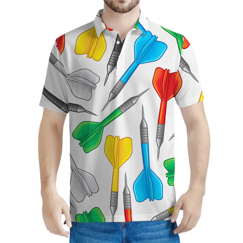 Мужская летняя футболка-поло с 3D-принтом, с коротким рукавом