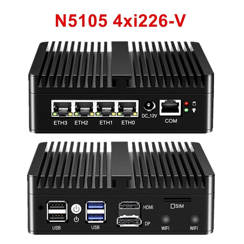 جهاز توجيه جديد لجدار الحماية الناعم N100 J6413 N5105 4x Intel i225 i226 2.5G LAN NVMe جهاز كمبيوتر مصغر بدون مروحة HDMI2.0 DP ESXi Proxmox خادم منزلي