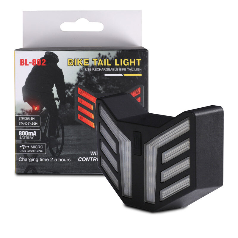 Luz trasera de bicicleta con USB, luz trasera de bicicleta con Control remoto inalámbrico, señal de giro para bicicleta con bocina, accesorios de montaña y carretera