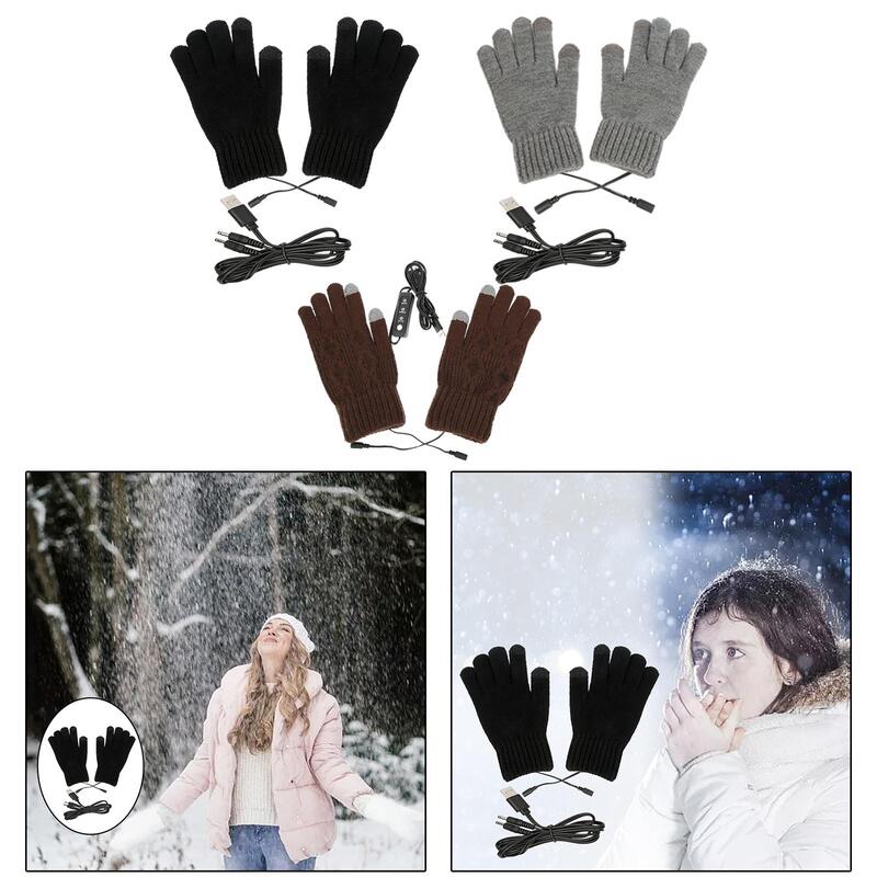Sarung tangan pemanas USB pria dan wanita, penghangat tangan rajut hadiah musim dingin